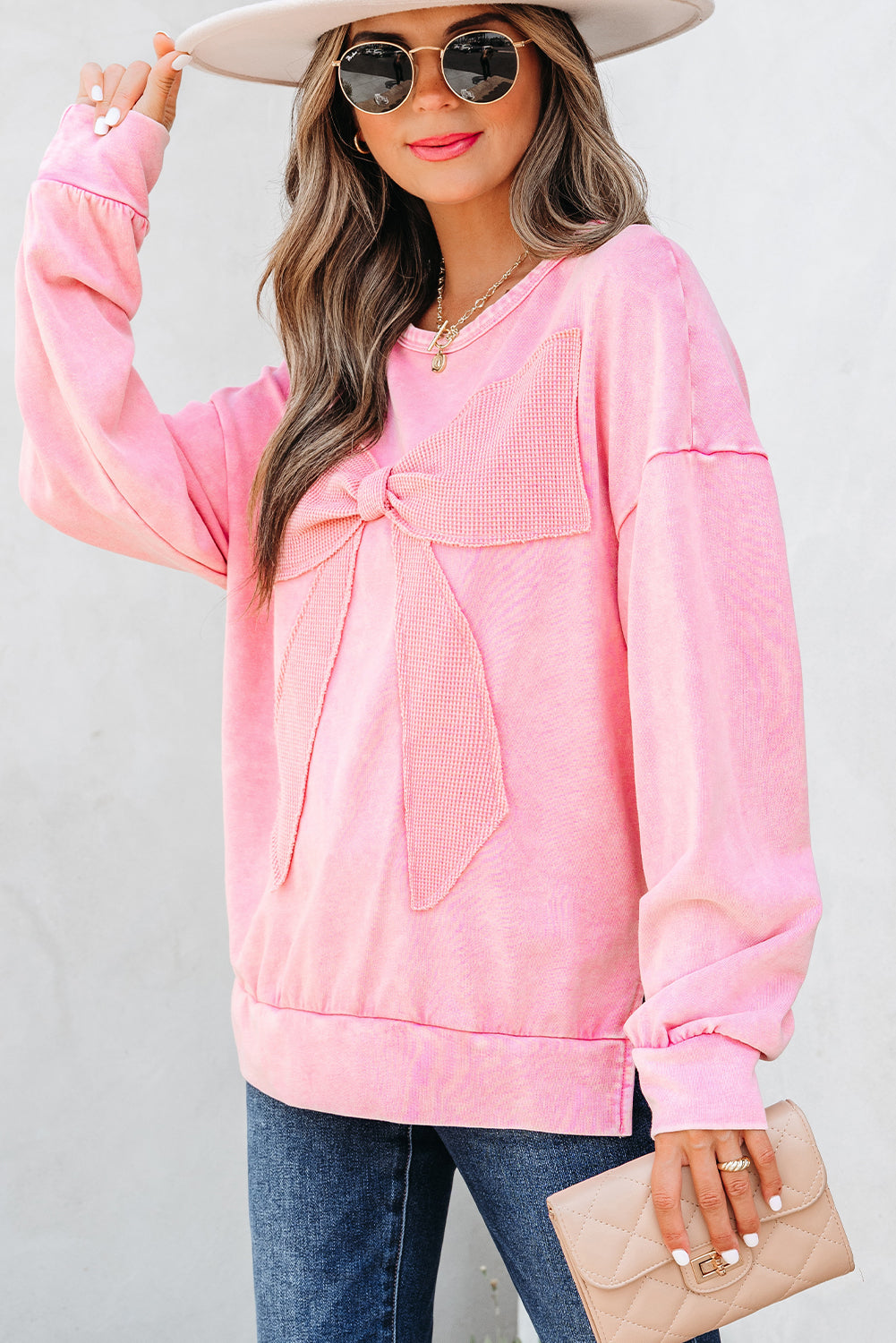 Bright Pink Mineral Wash Sweatshirt