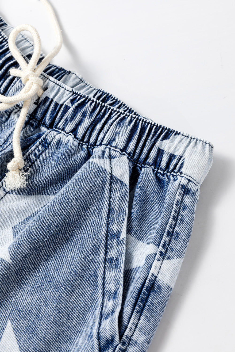 Light Blue Star High Waist Wide Leg Jeans