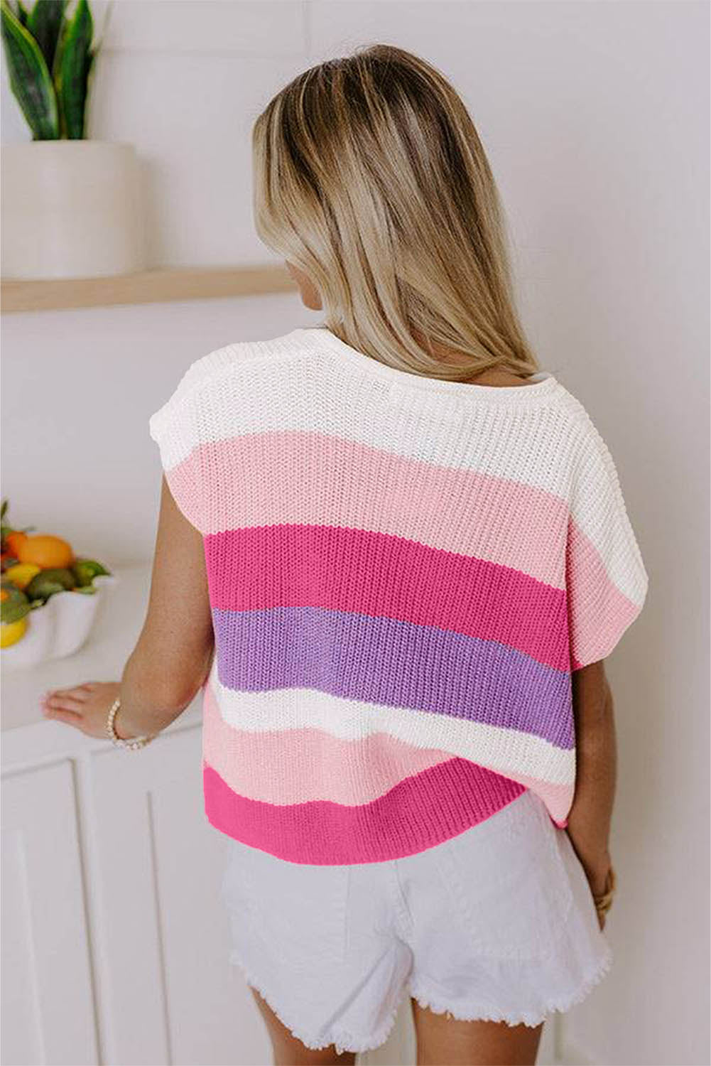 Pink Color Block Sweater Shirt