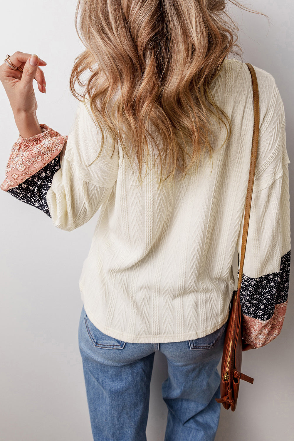 Beige Floral Patchwork Blouse