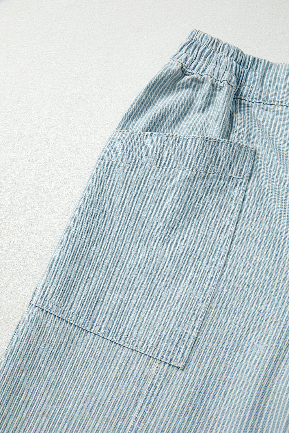 Blue Stripe Mid Rise Drawstring Jeans