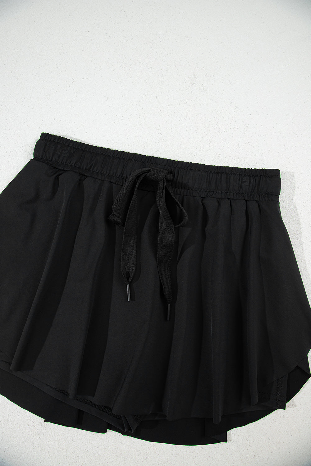 Black Drawstring High Waist Tennis Skorts