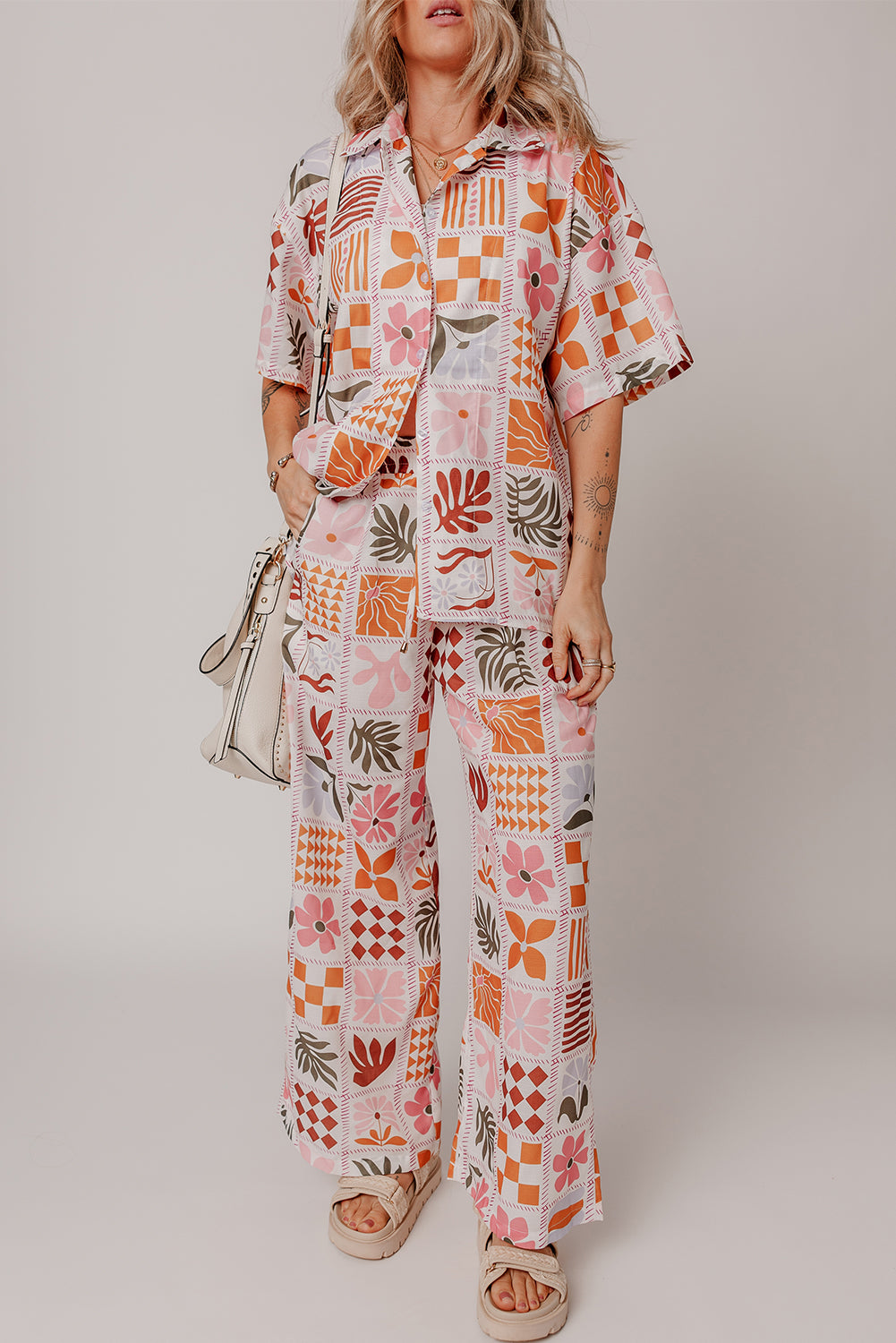 Orange Plant Checkered Set
