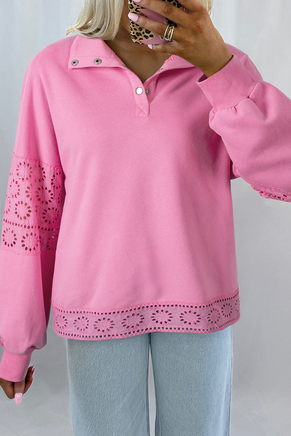 Embroidered Flower Pullover Sweatshirt