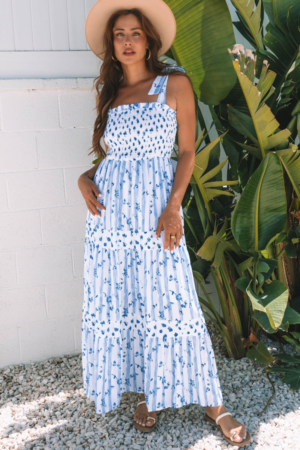 Sky Blue Floral Maxi Dress