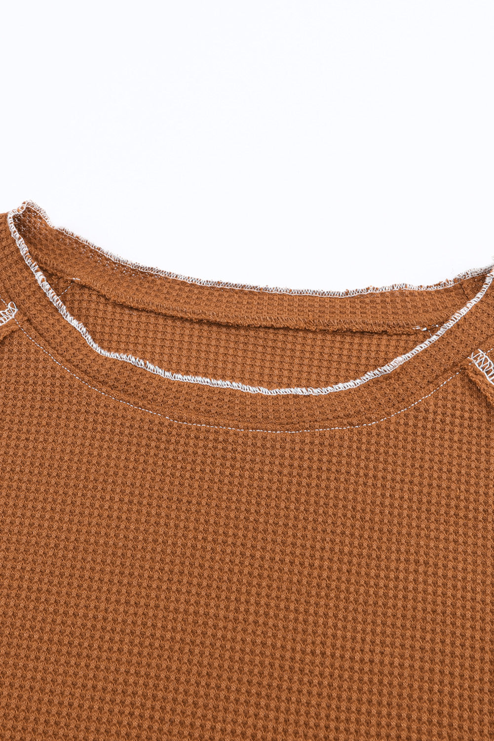 Brown Textured Long Sleeve Top