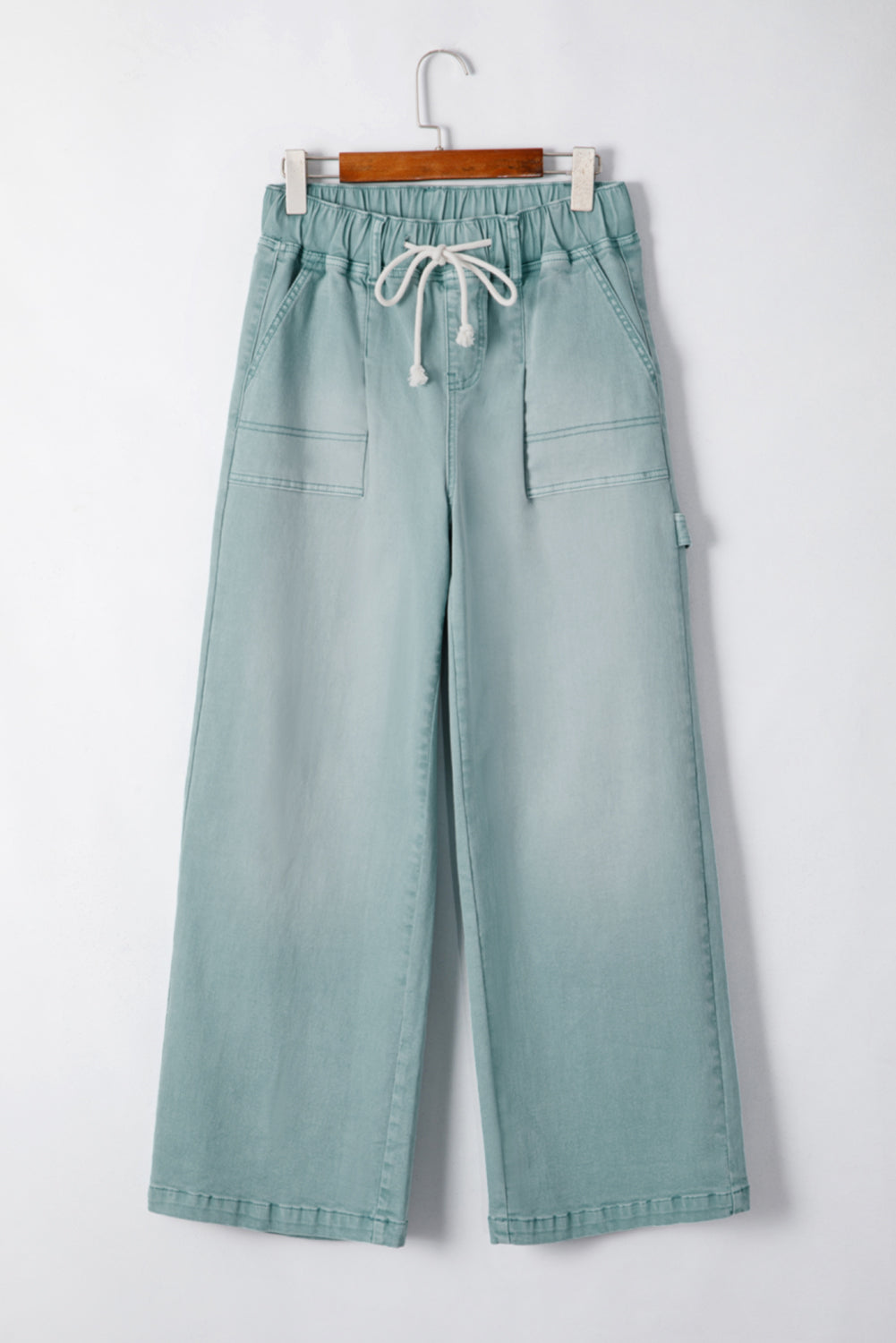 Smoke Green Mineral Wash Wide Leg Jeans
