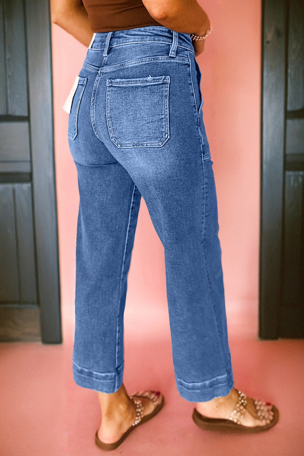 Sky Blue High Rise Wide Leg Jeans