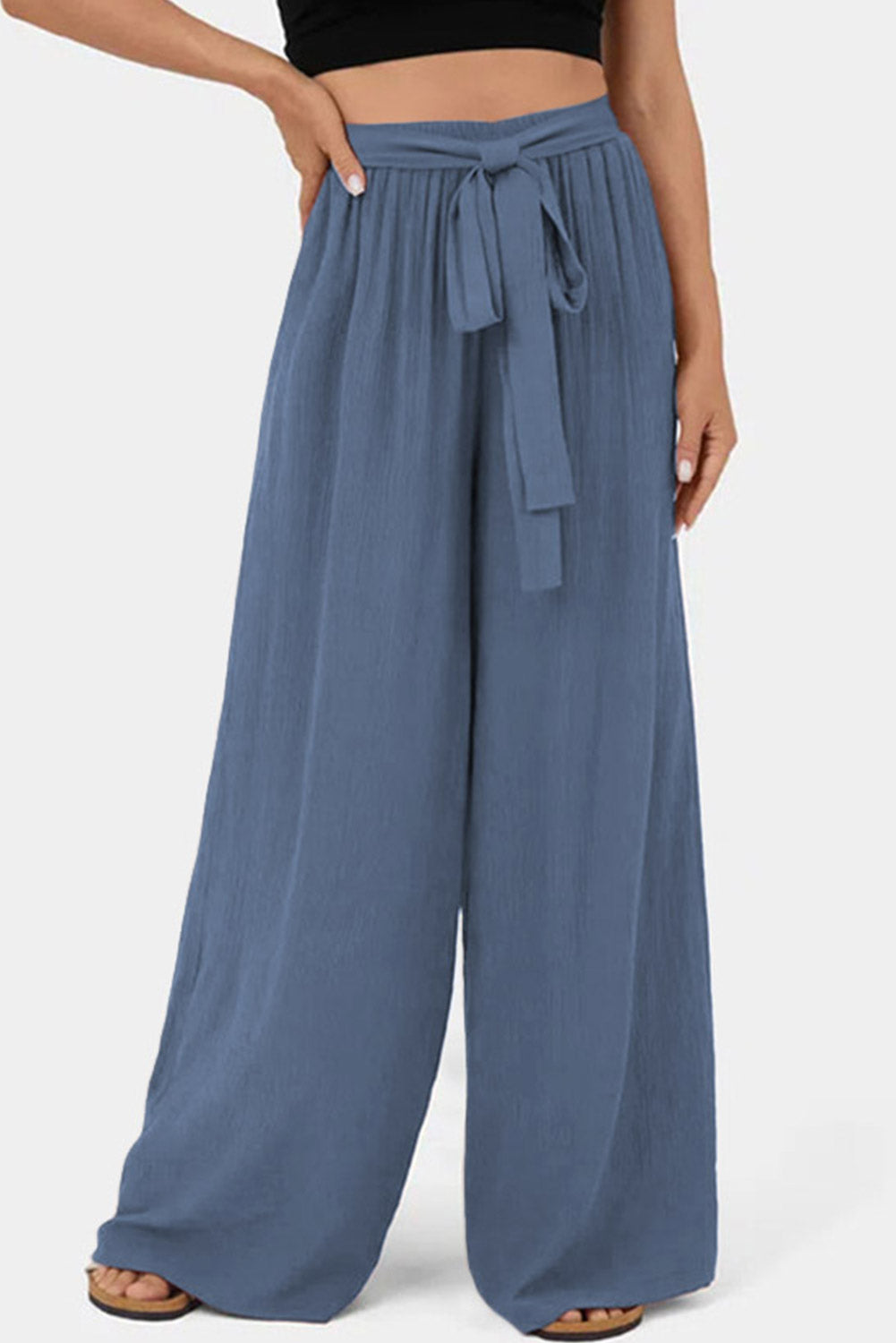 Sail Blue High Waisted Wide Leg Pants