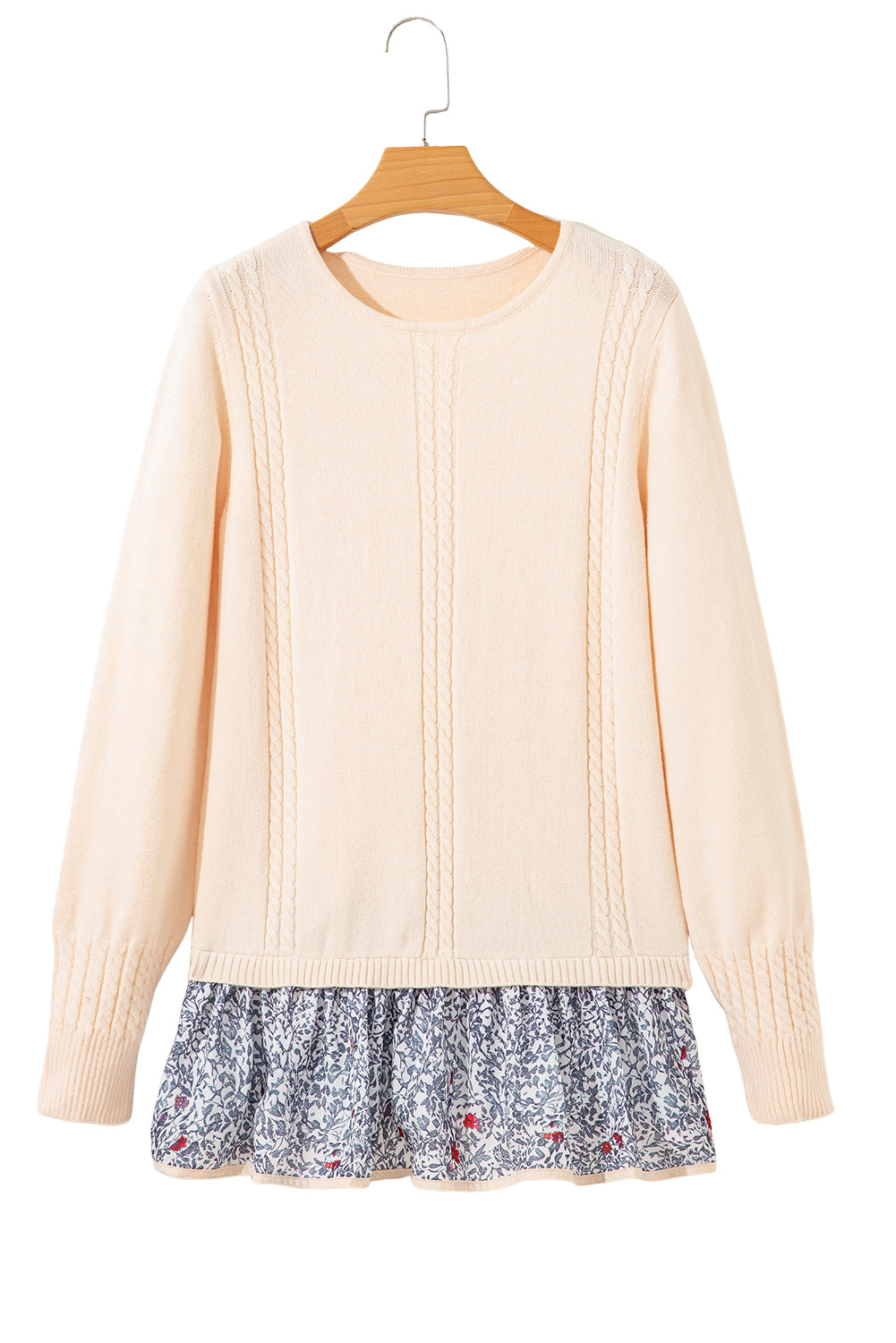 Beige Bohemian Ruffle Sweater