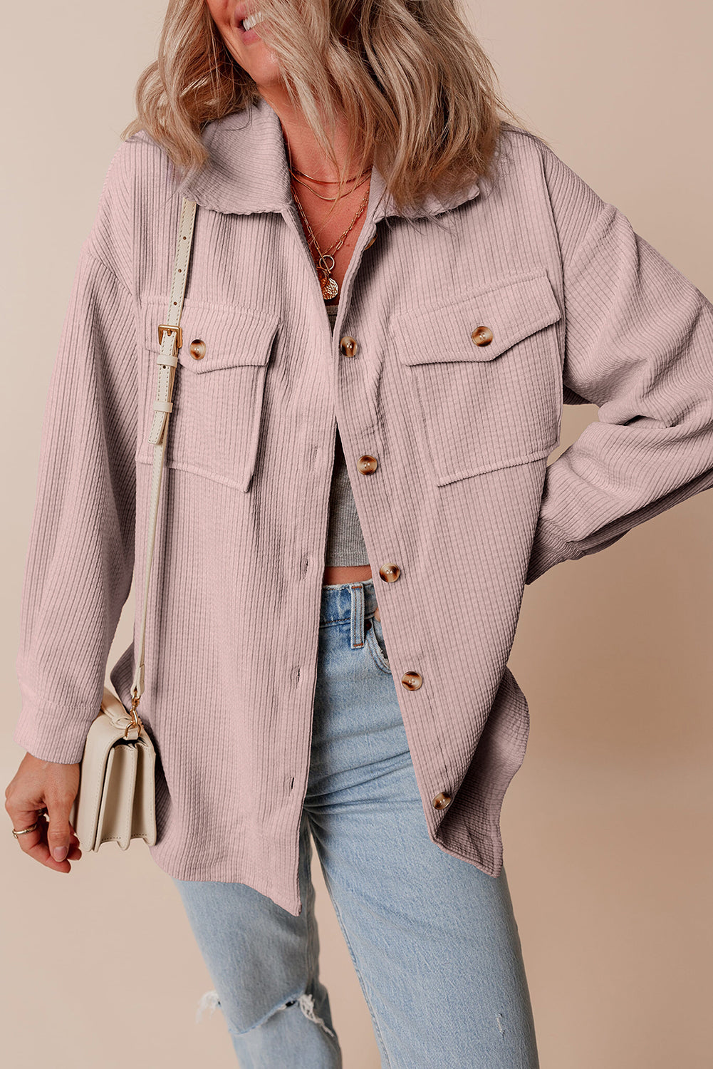 Light Pink Corduroy Shacket