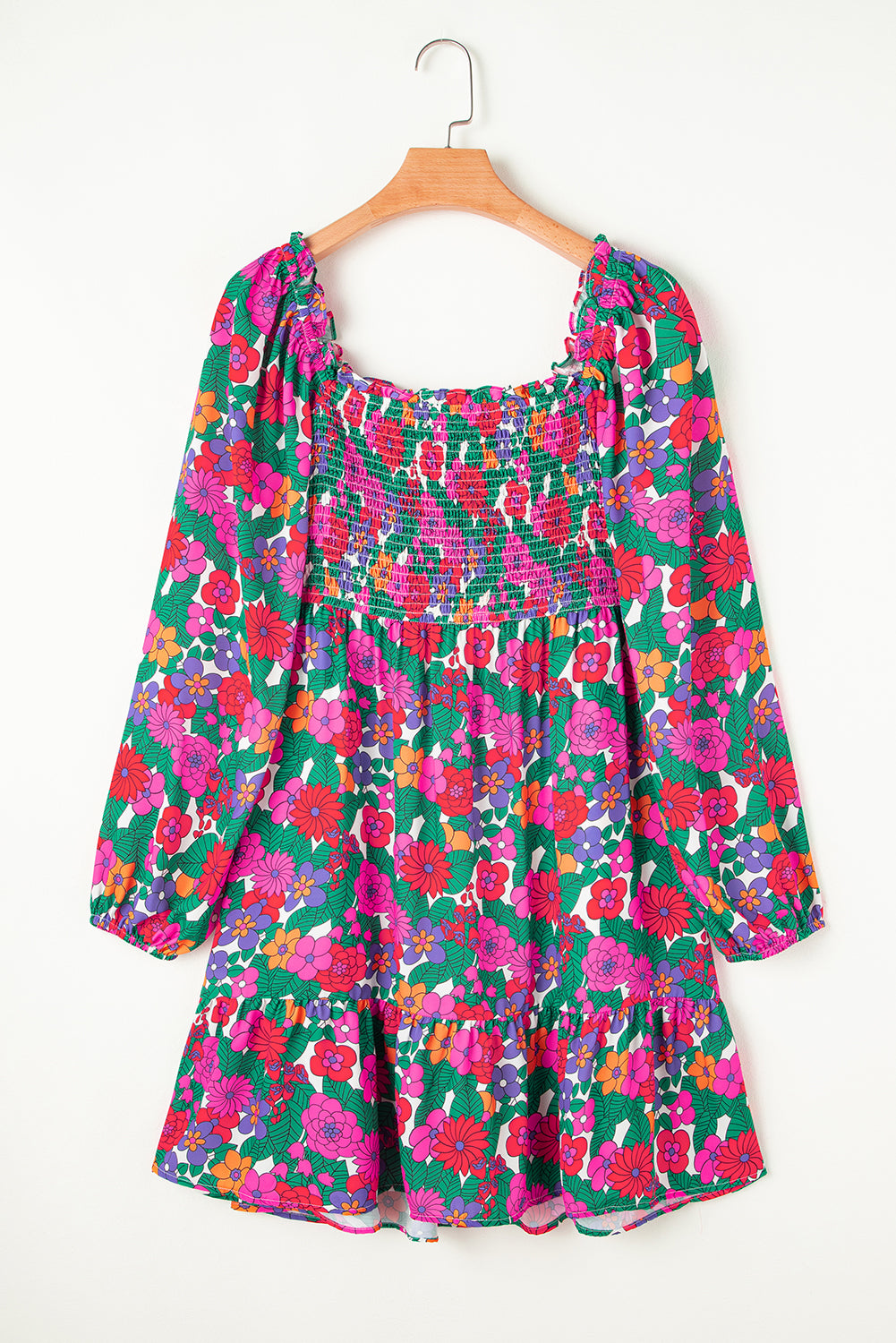 White Floral Long Sleeve Dress