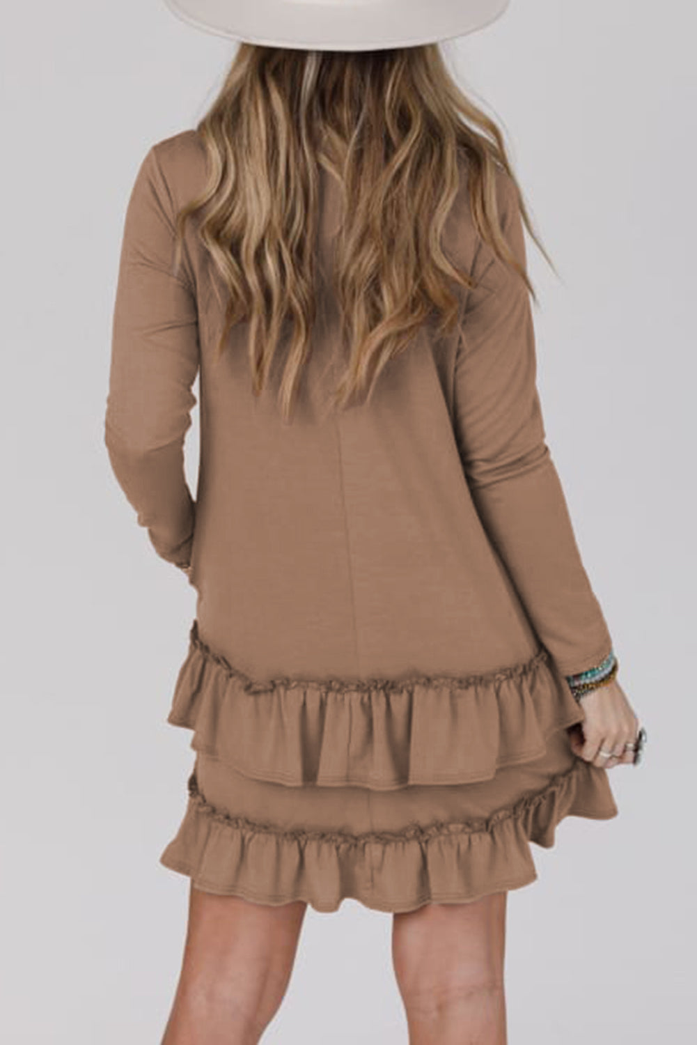 Scoop Neck Tiered Ruffled Mini Dress