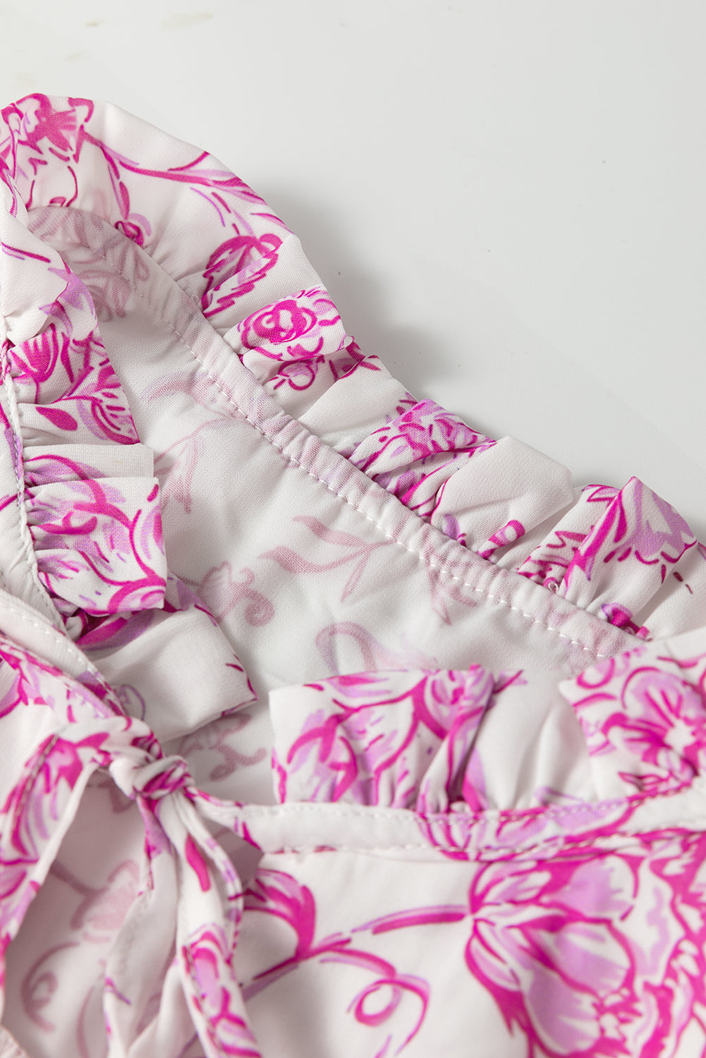Pink Floral Ruffle Blouse