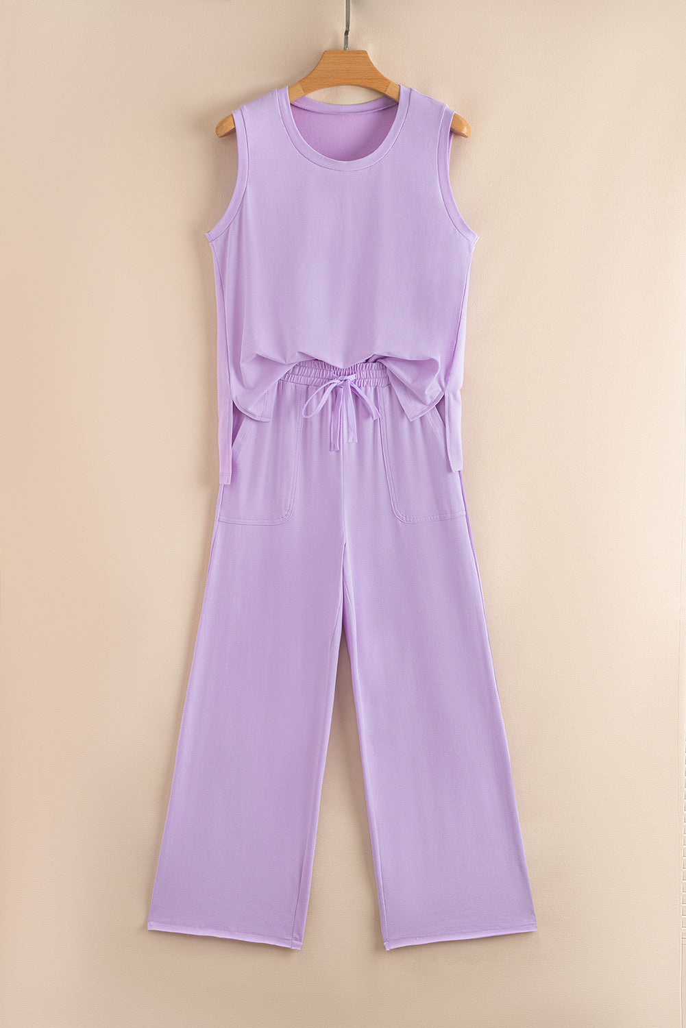 Purple Mineral Wash Casual T & Drawstring Pants Set
