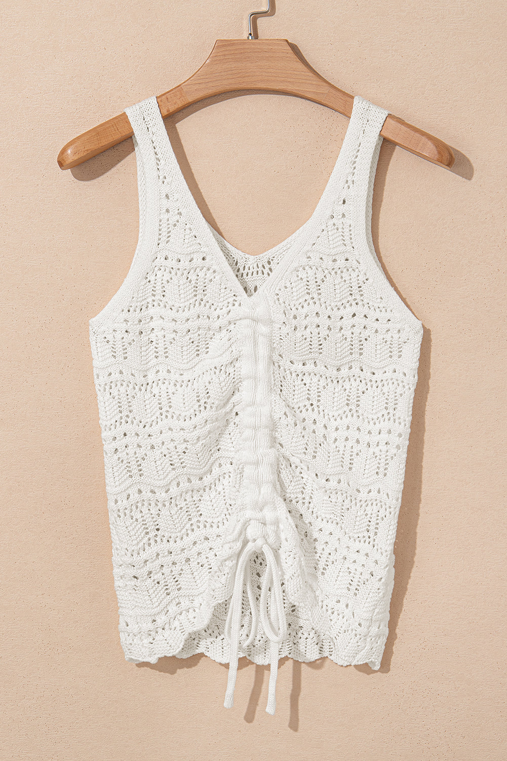 White Knit V Neck Vest