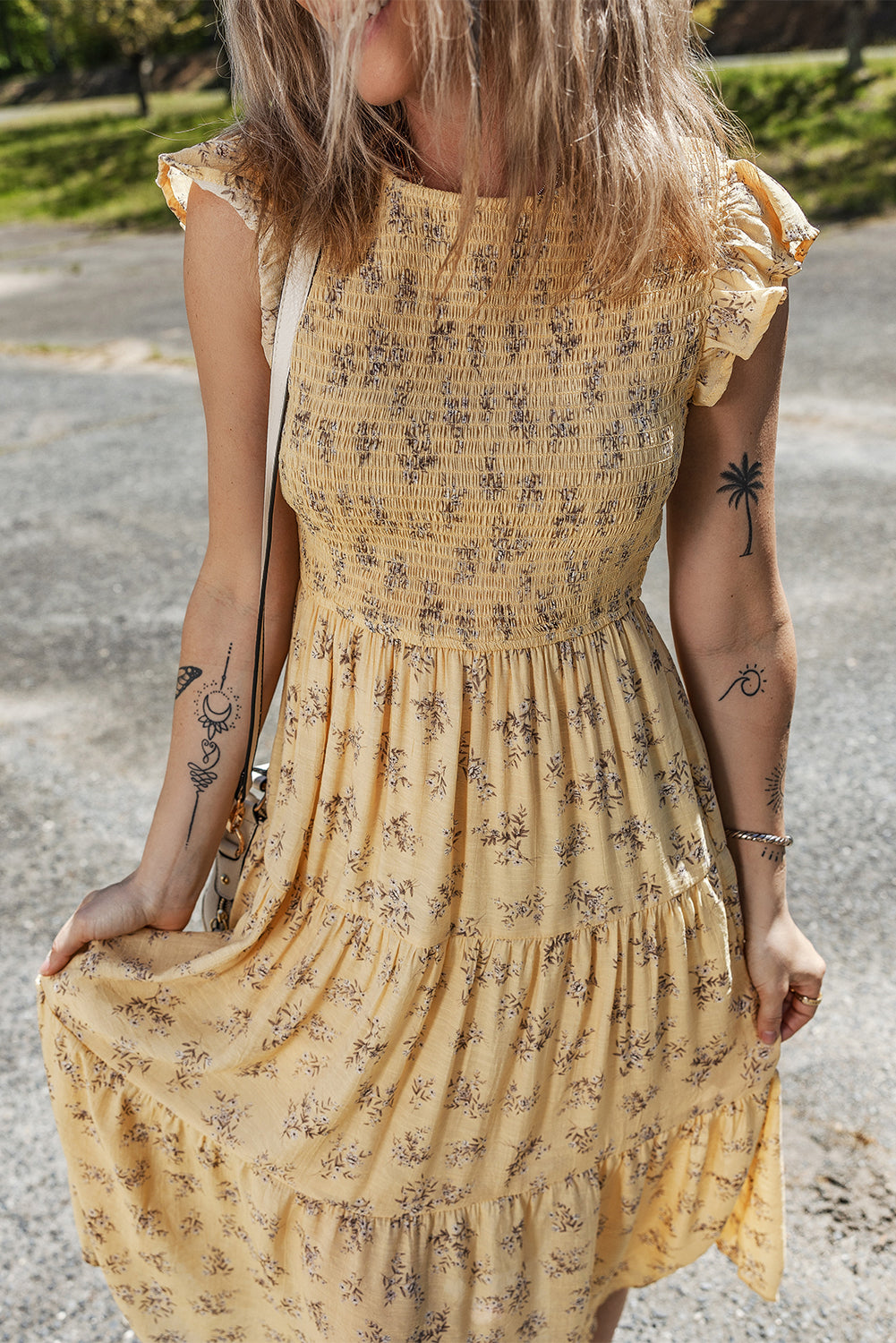 Yellow Boho Flowy Summer Dress
