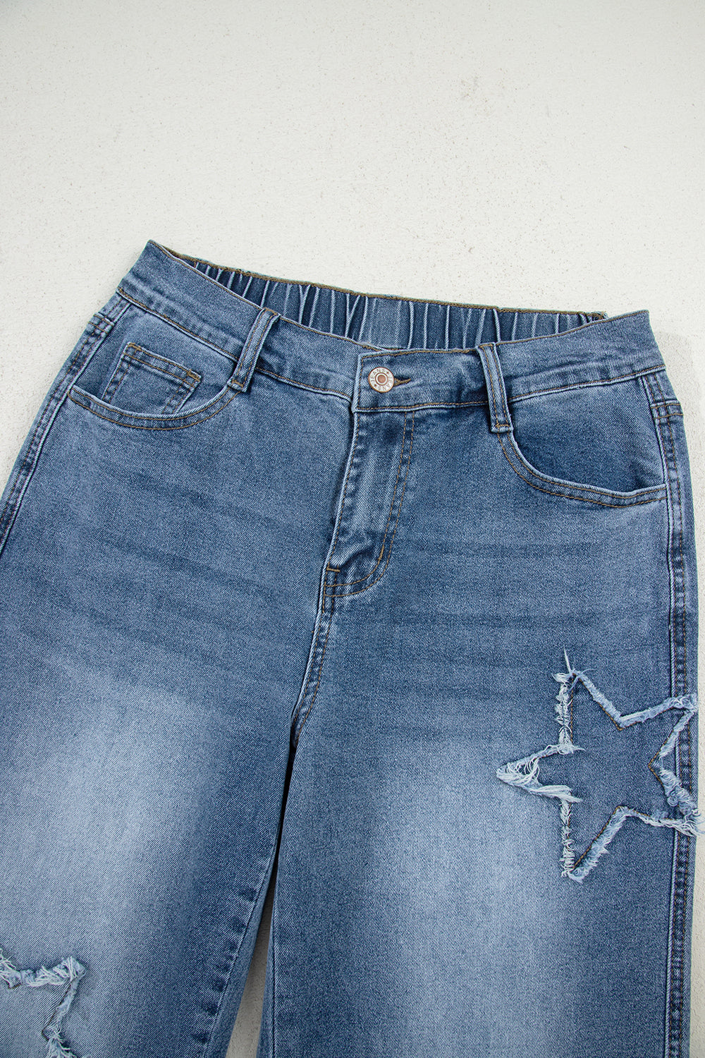 Blue Star Patchwork Wide Leg Jeans