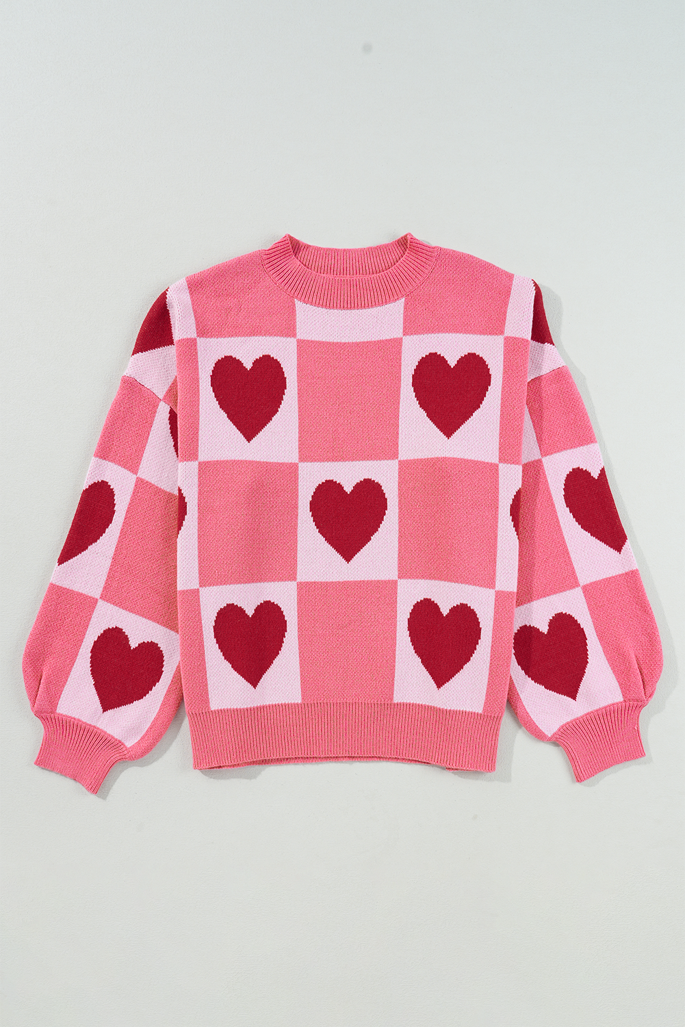 Pink Heart Block Sweater