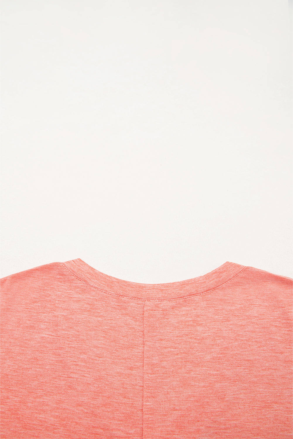 Salmon Floral Patchwork T Shirt