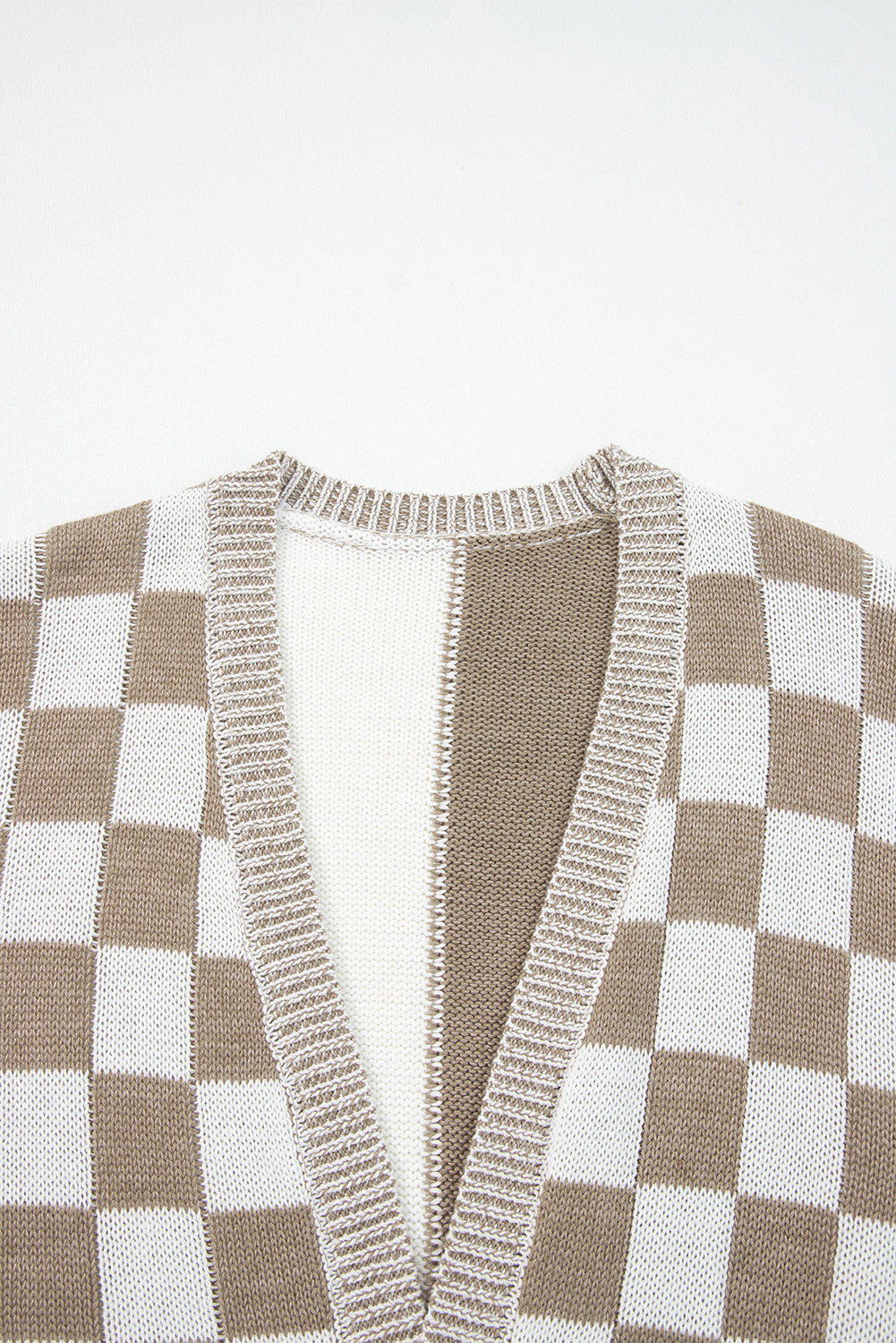 Brown Checkered Cardigan