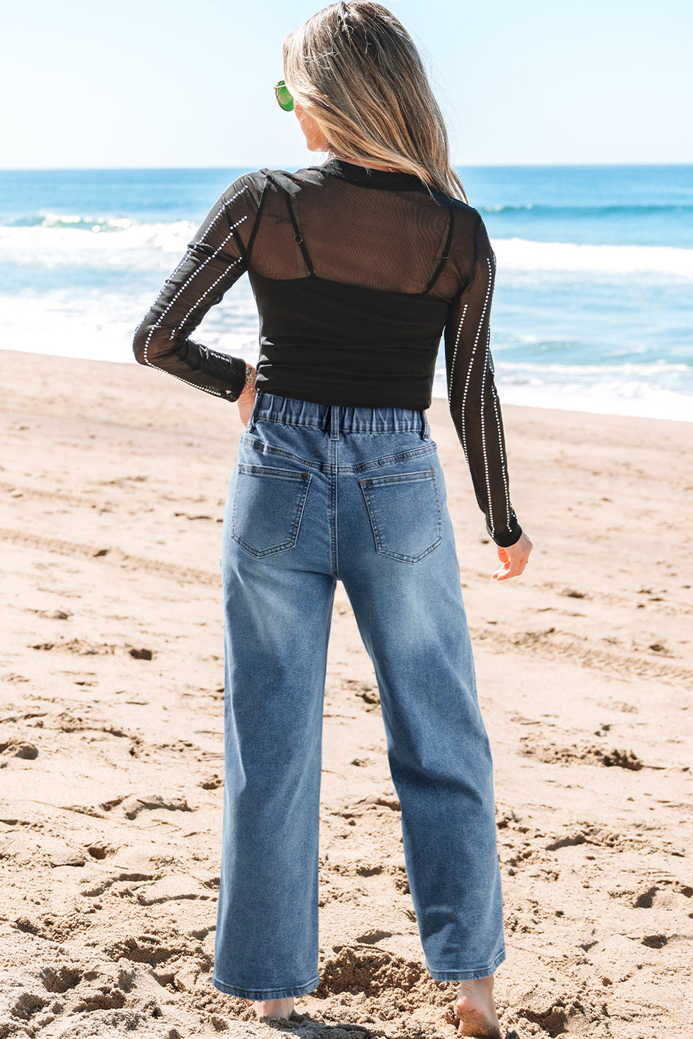 Blue Star Patchwork Wide Leg Jeans