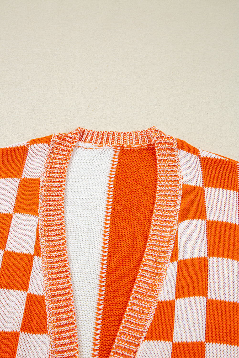 Orange Checkered Cardigan