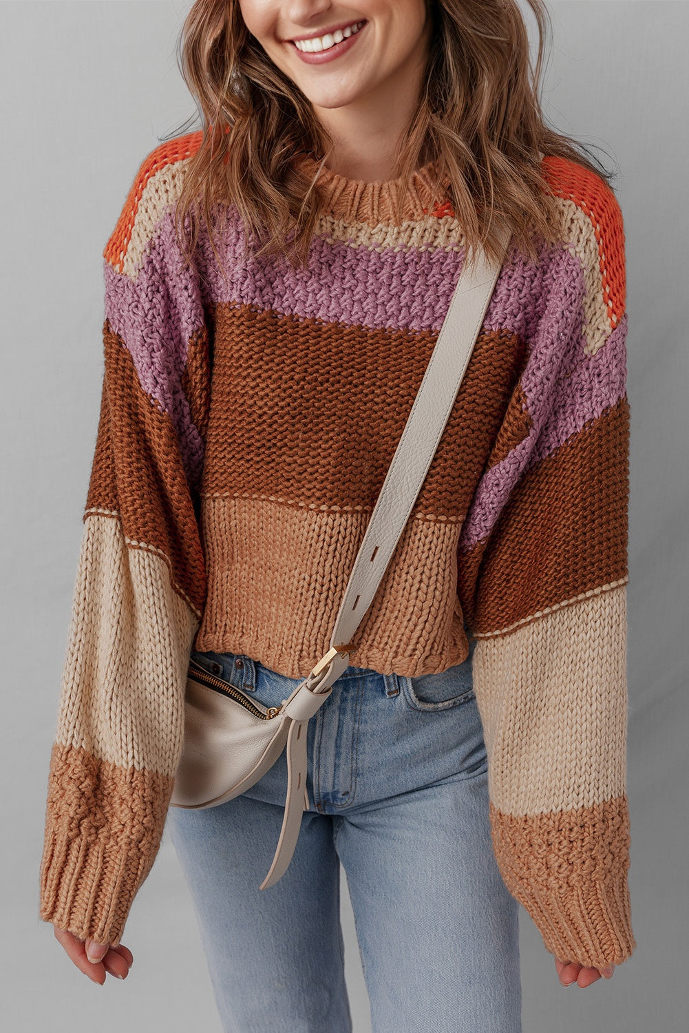 Multicolour Cropped Knitted Sweater