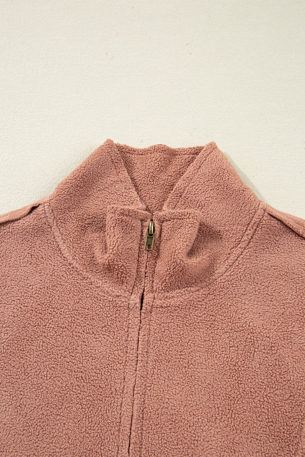 Camel Half Zipper Baggy Sweatshirt