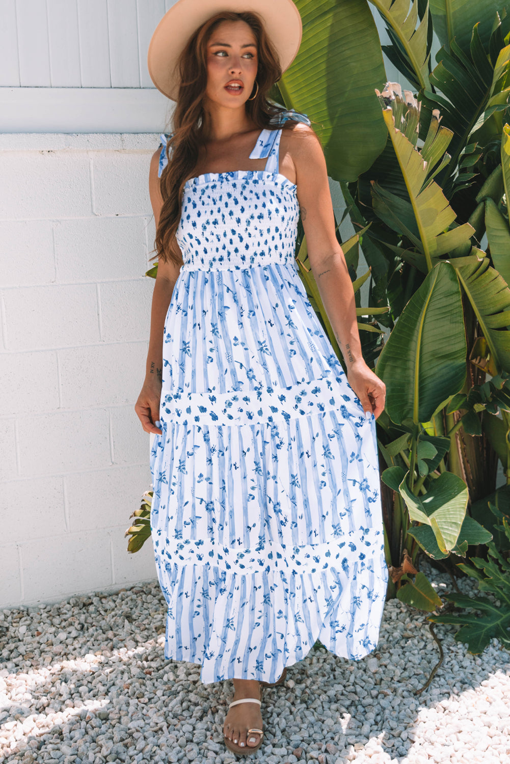 Sky Blue Floral Maxi Dress
