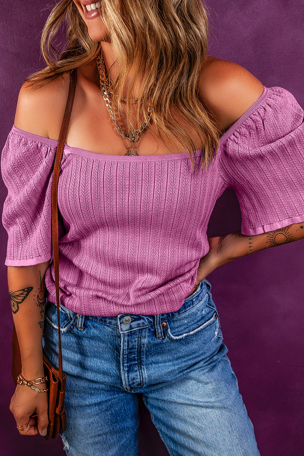 Purple Pink Knitted Top