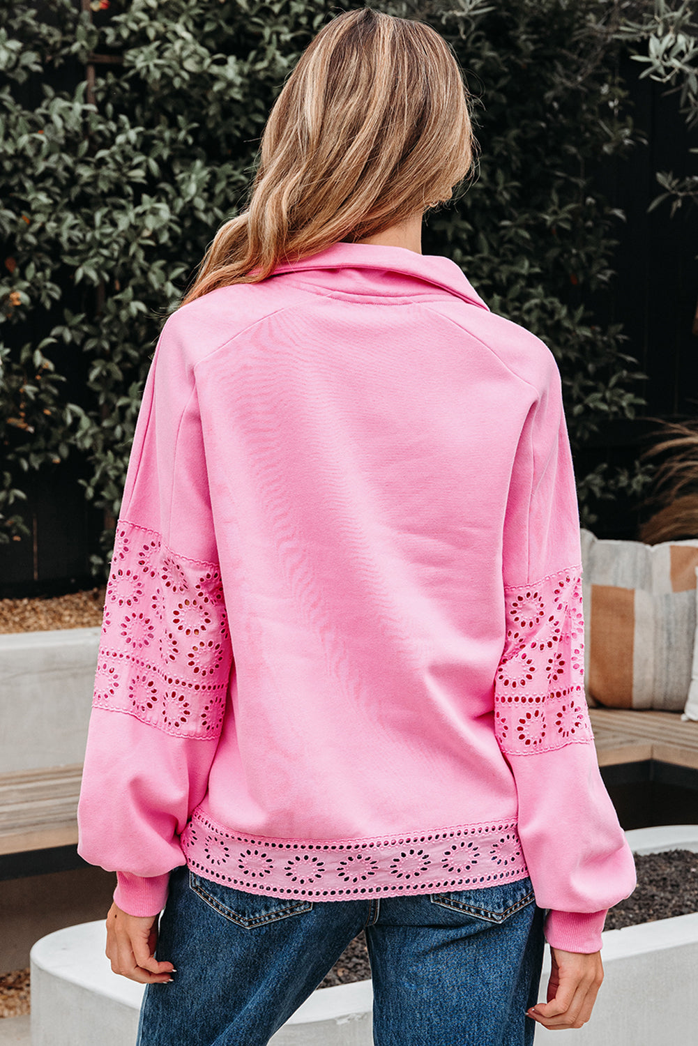 Embroidered Flower Pullover Sweatshirt