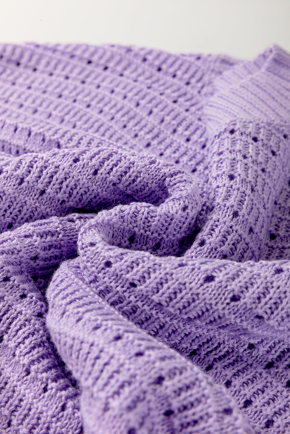 Lavender Ribbed Short Sleeve Sweater