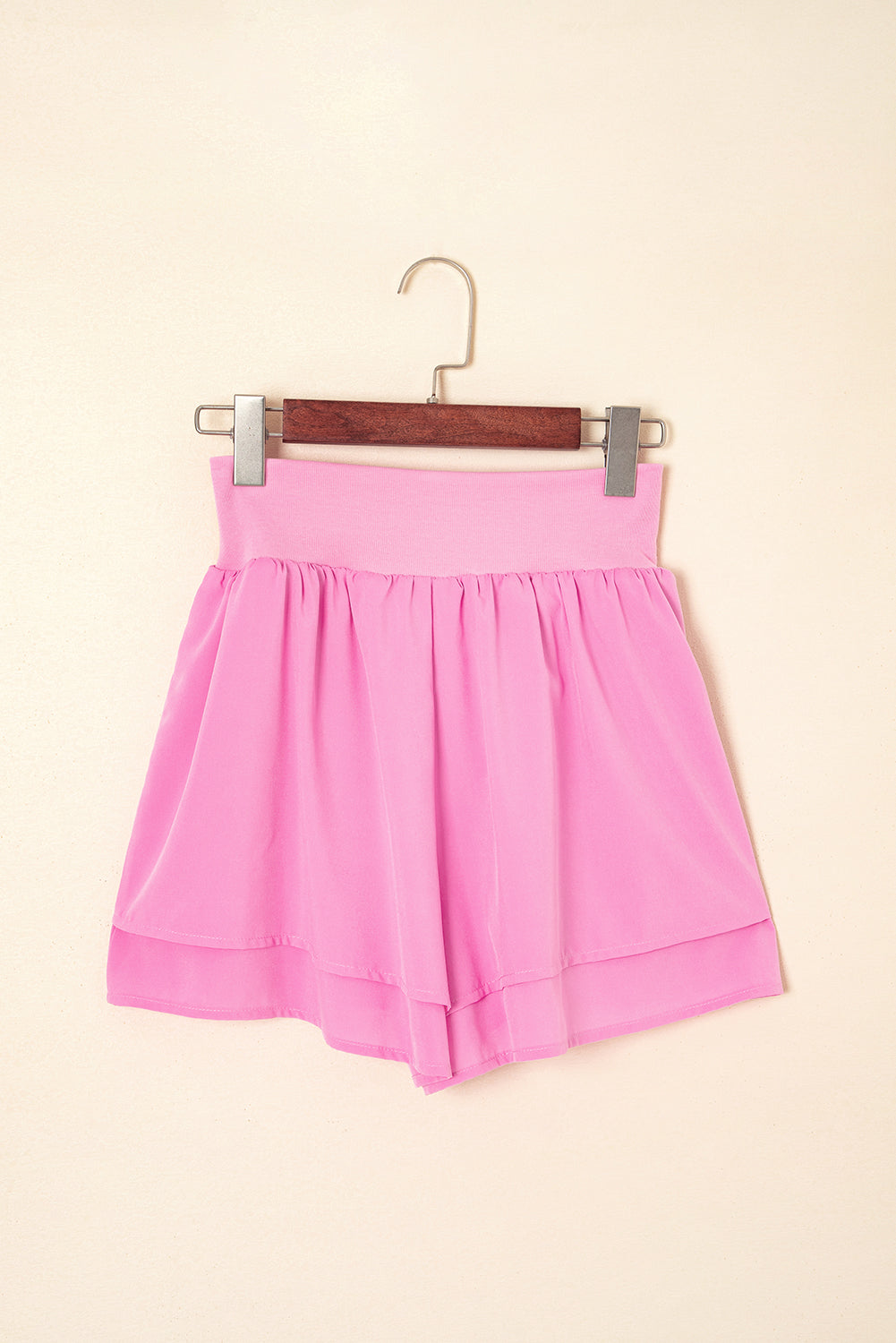 Bright Pink Crossed Waist Shorts