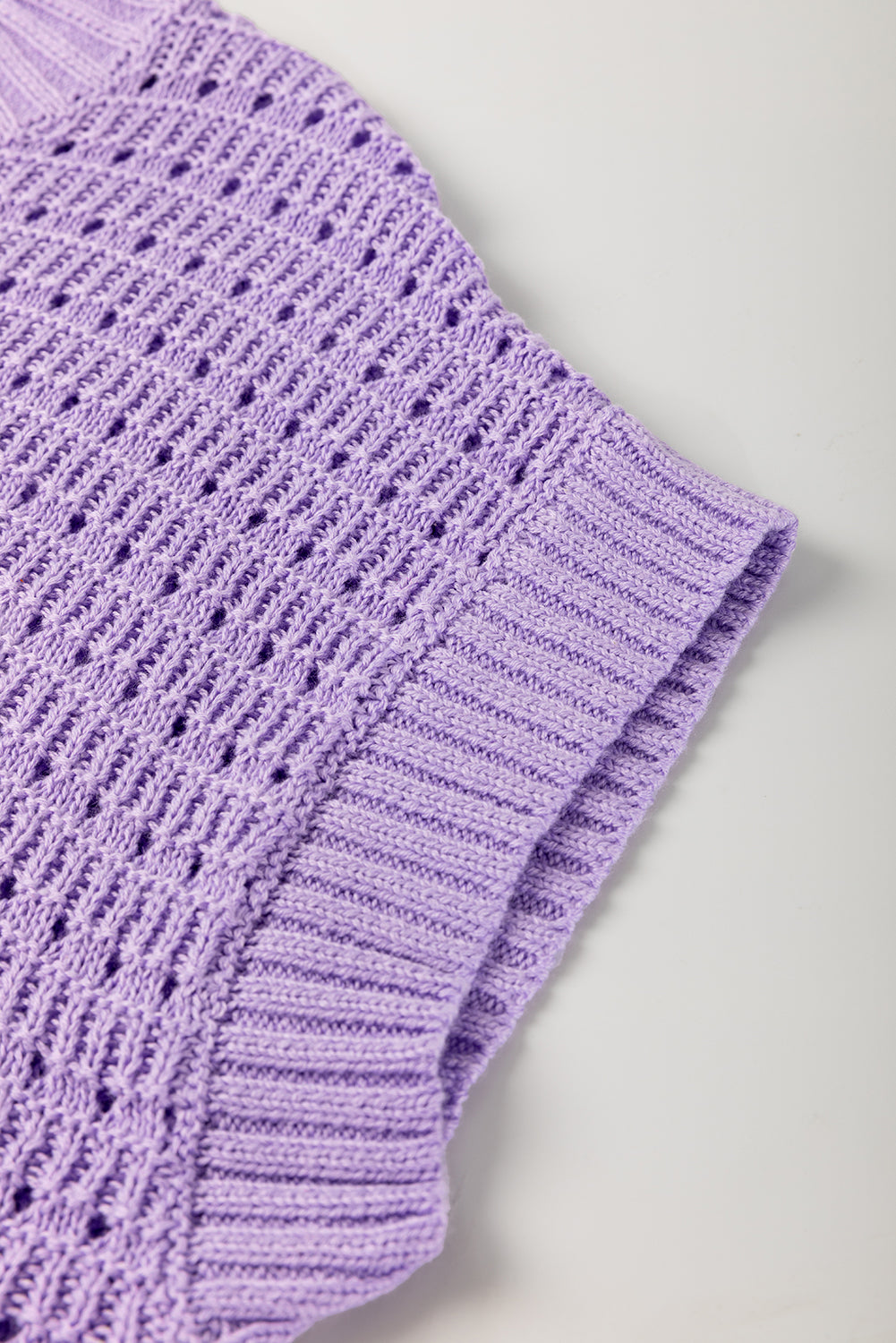 Lavender Ribbed Short Sleeve Sweater