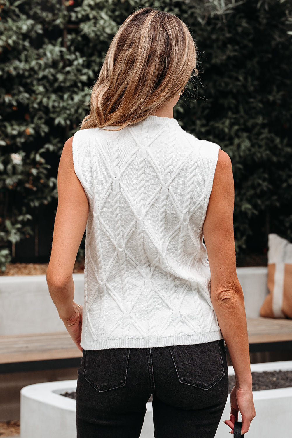White Pearled Sweater Vest