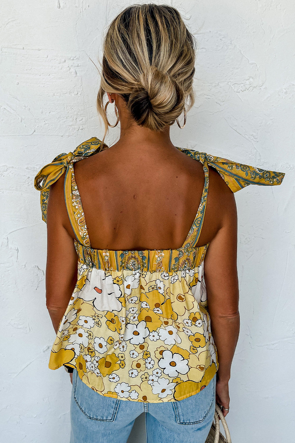 Yellow Floral Patchwork Tank Top