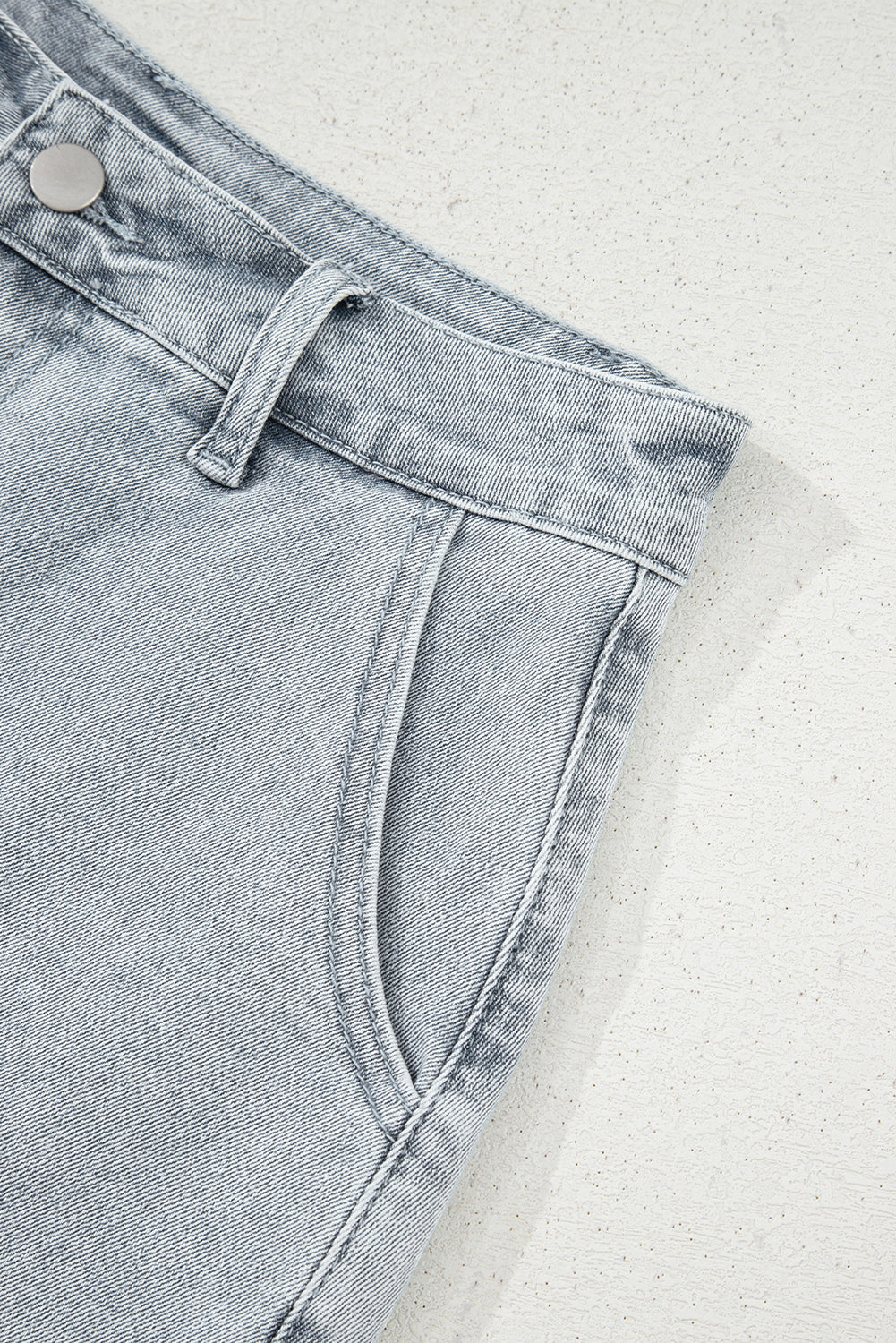 Dusk Blue Scalloped High Waist Denim Shorts