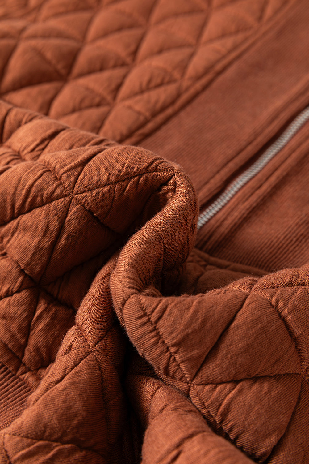 Quilted Half Zipped Loose Sweatshirt