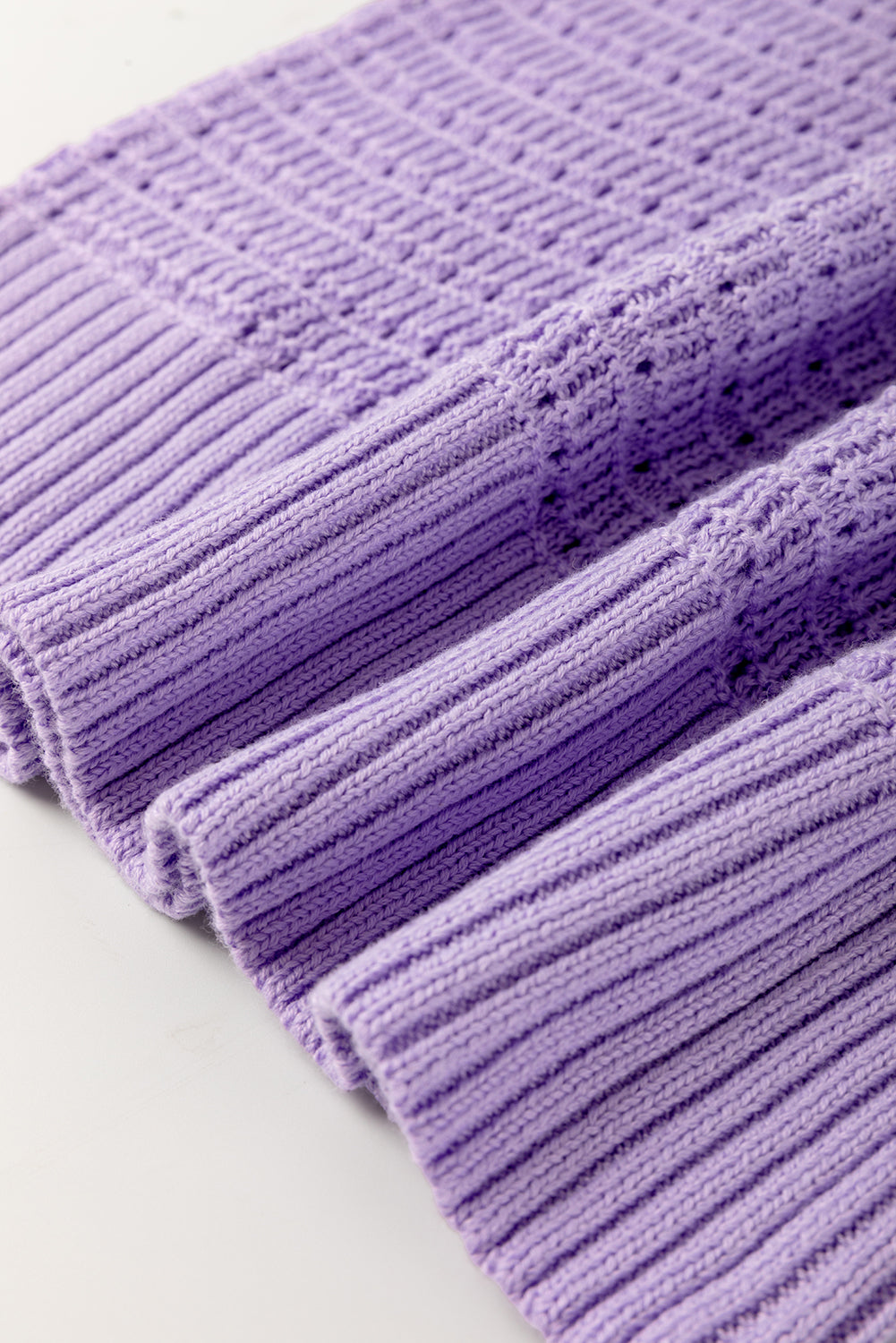 Lavender Ribbed Short Sleeve Sweater