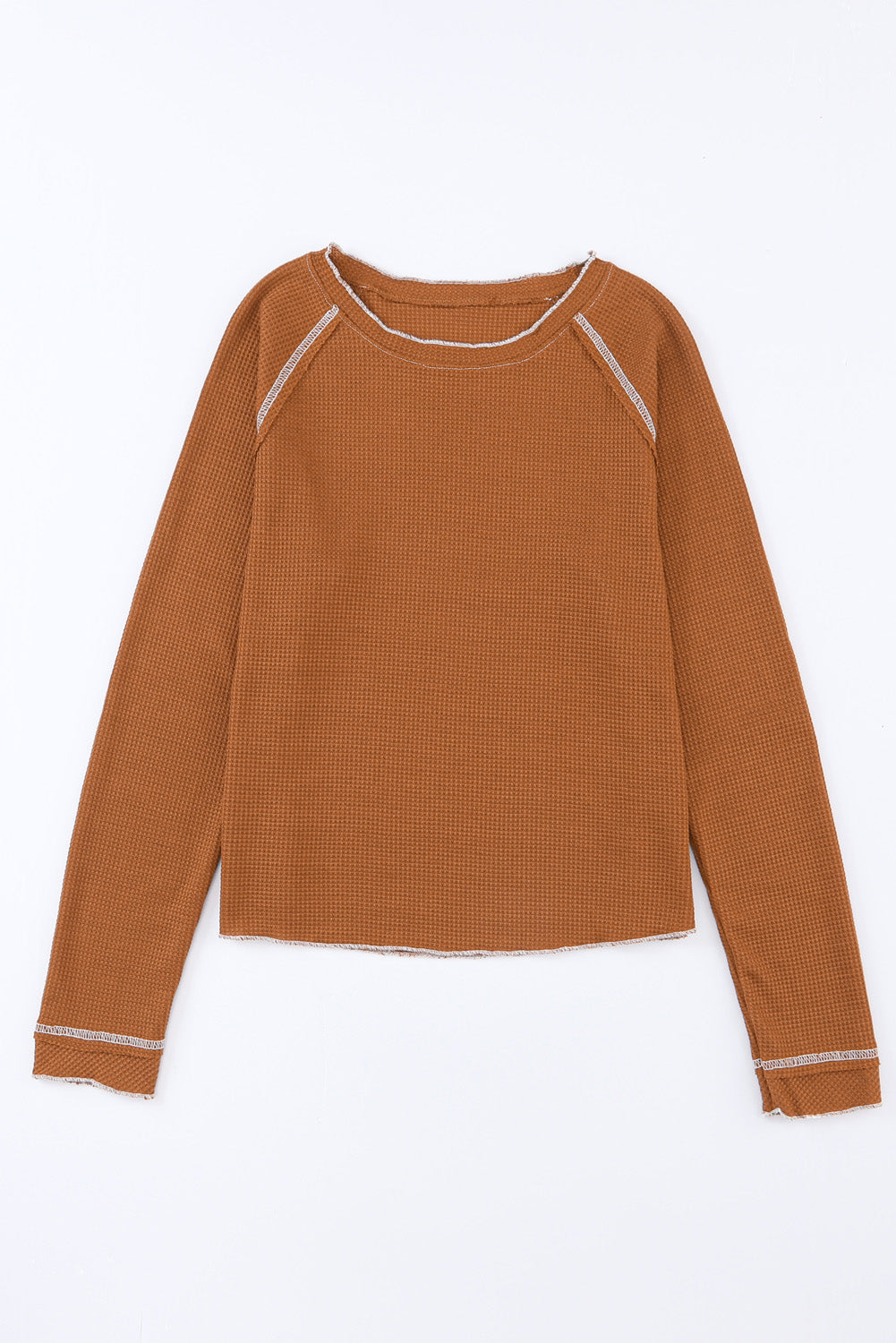 Brown Textured Long Sleeve Top