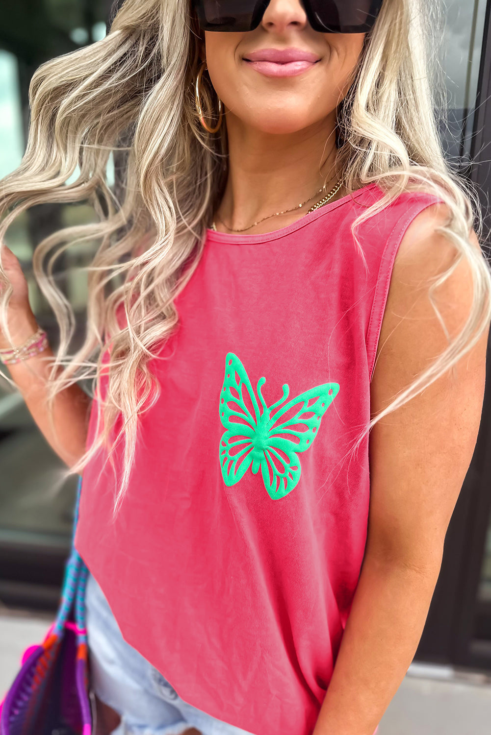 Sachet Pink Butterfly Tank Top