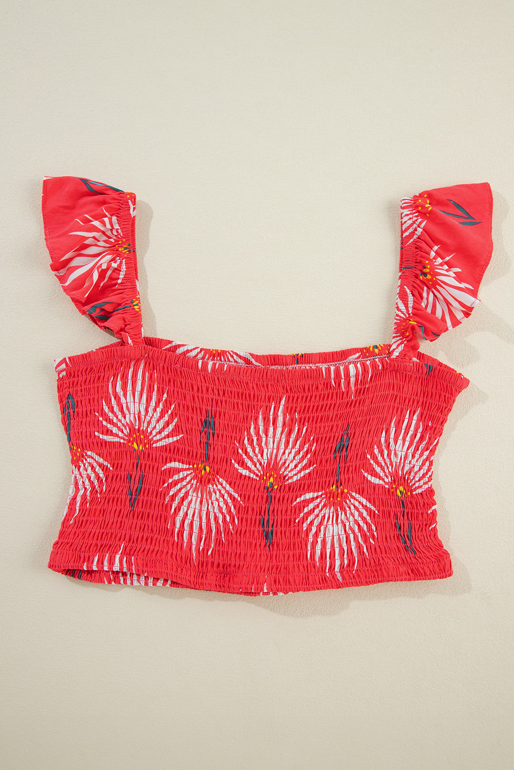 Red Floral Crop Top and Maxi Skirt Set