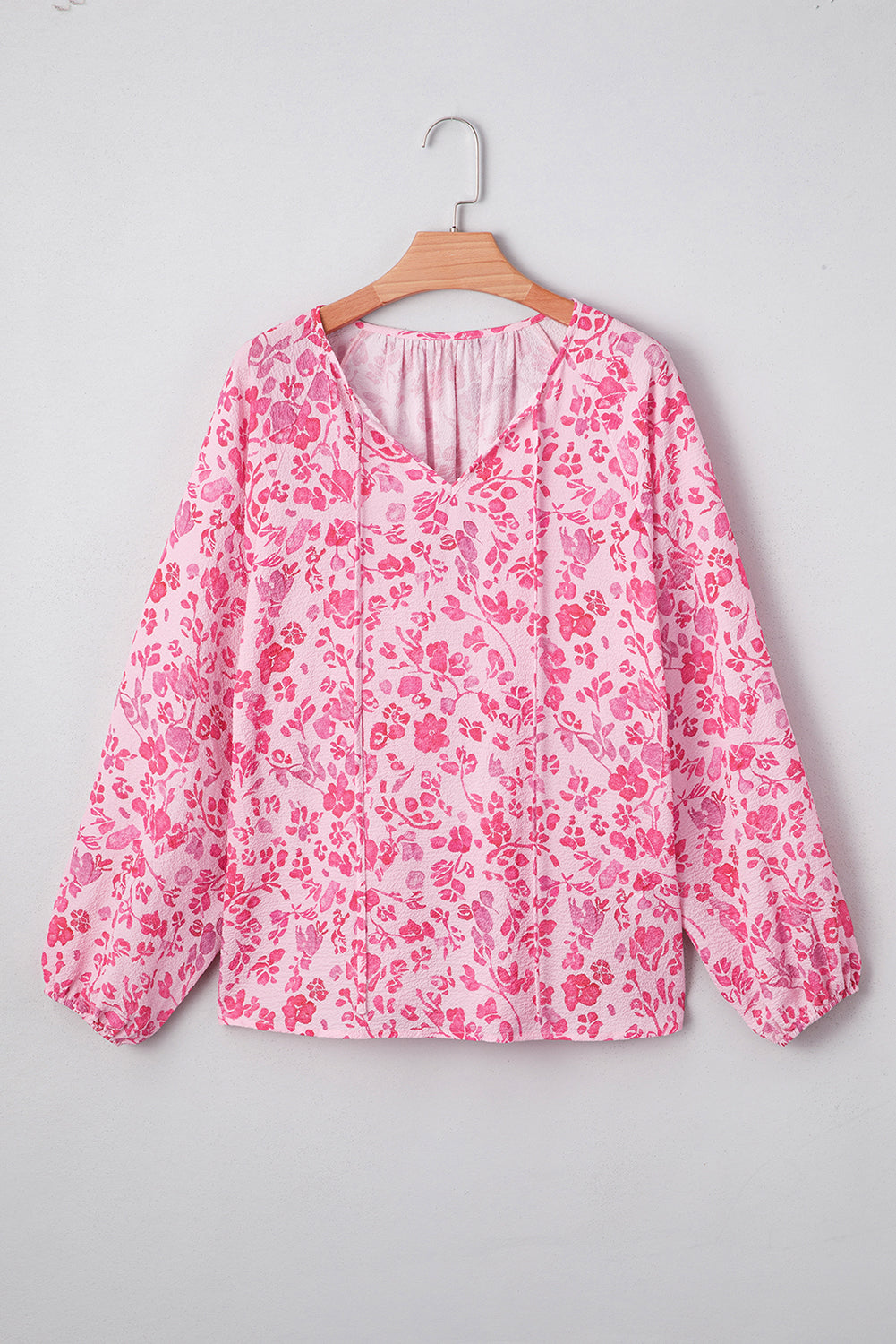 Pink Floral Puff Sleeve Blouse