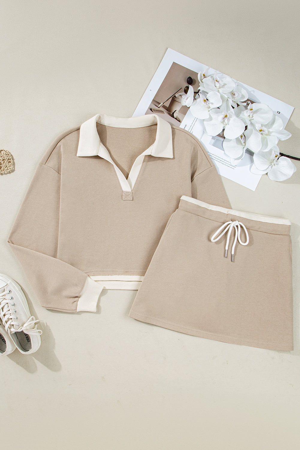 Parchment Colorblock Patchwork Skirt Set