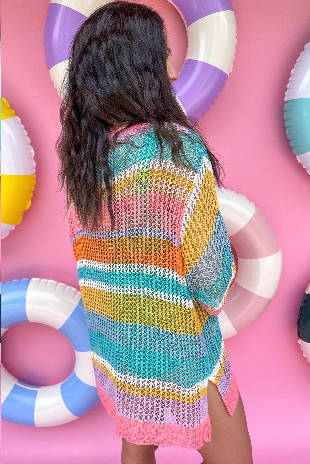 Pink Stripe Patch Pocket Top