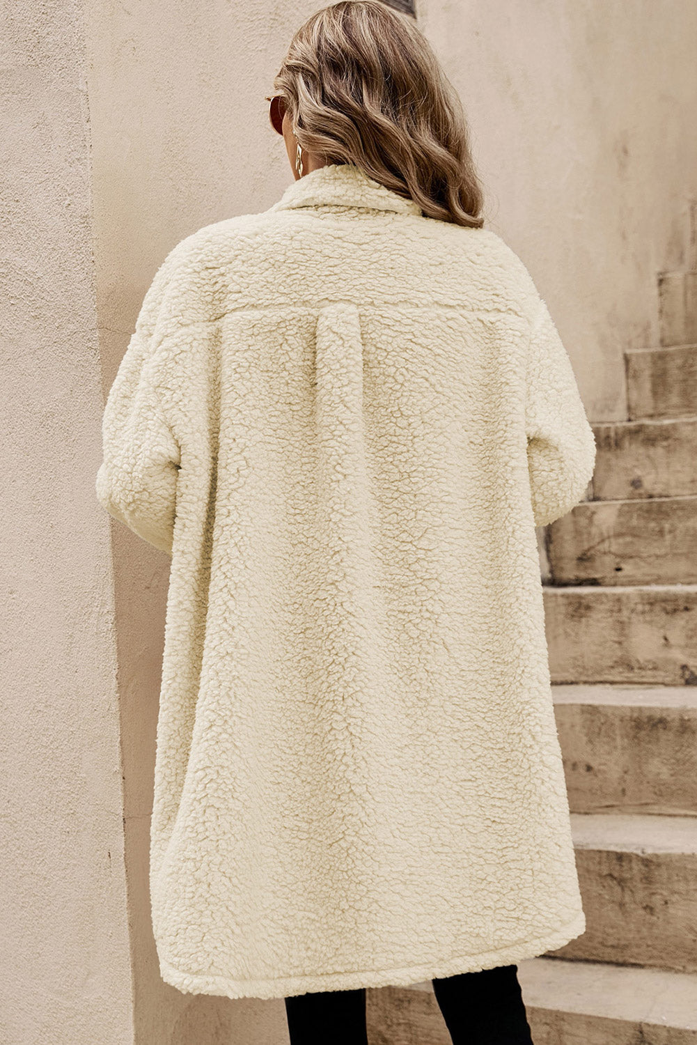 Beige Contrast Teddy Coat