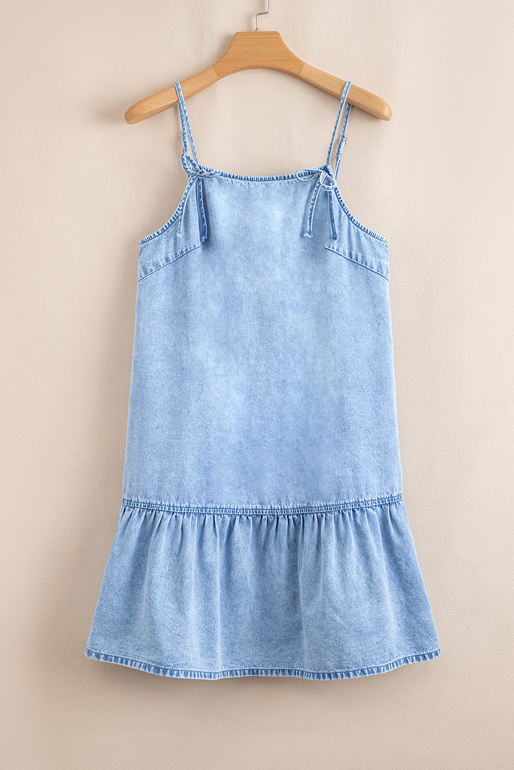Blue Bow Detail Denim Short Dress