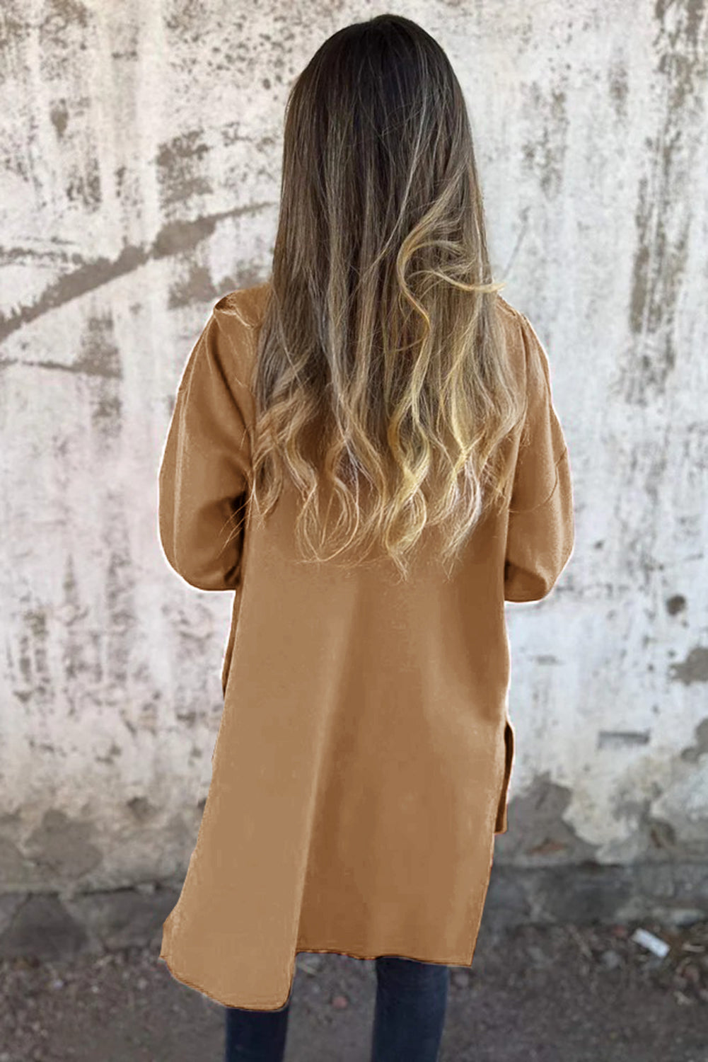 Beige Casual Zip up Coat