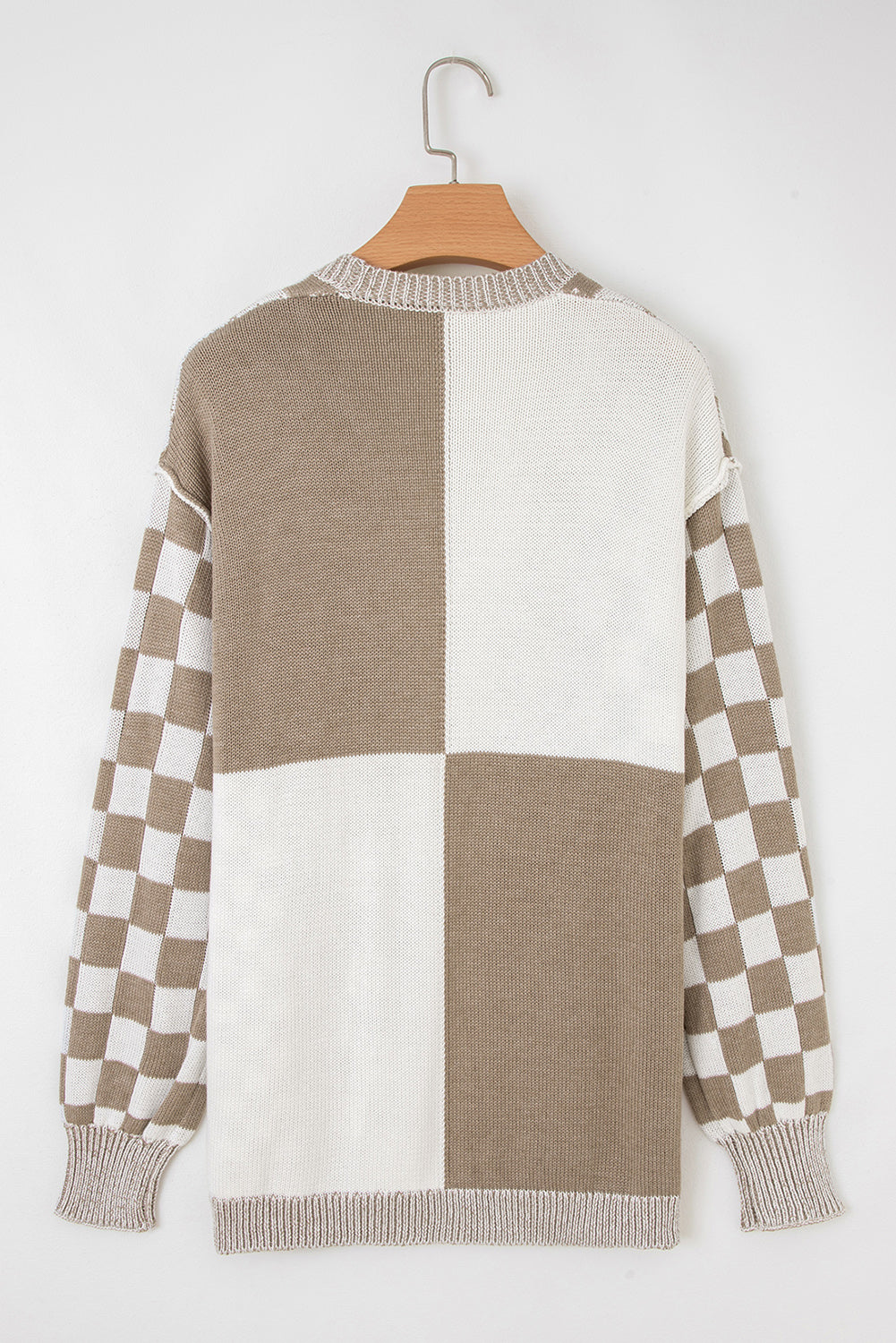 Brown Checkered Cardigan